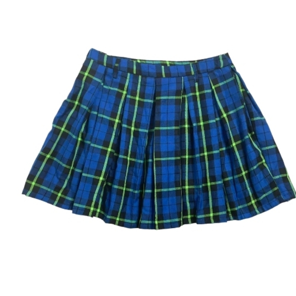 Hot Topic blue plaid pleated kilt mini skirt